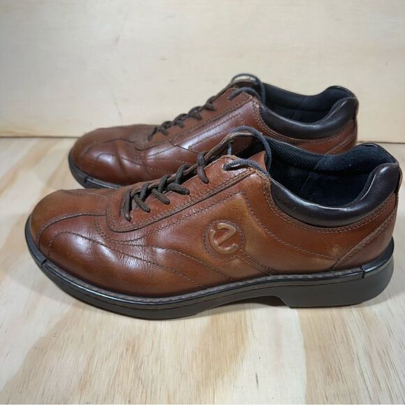 Ecco Brown Leather Lace Up Shoes Men’s Size 8/8.5 - Picture 1 of 10